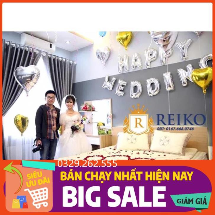 (FreeShip) Bóng nhũ Bóng chữ Happy Wedding trang trí đám cưới