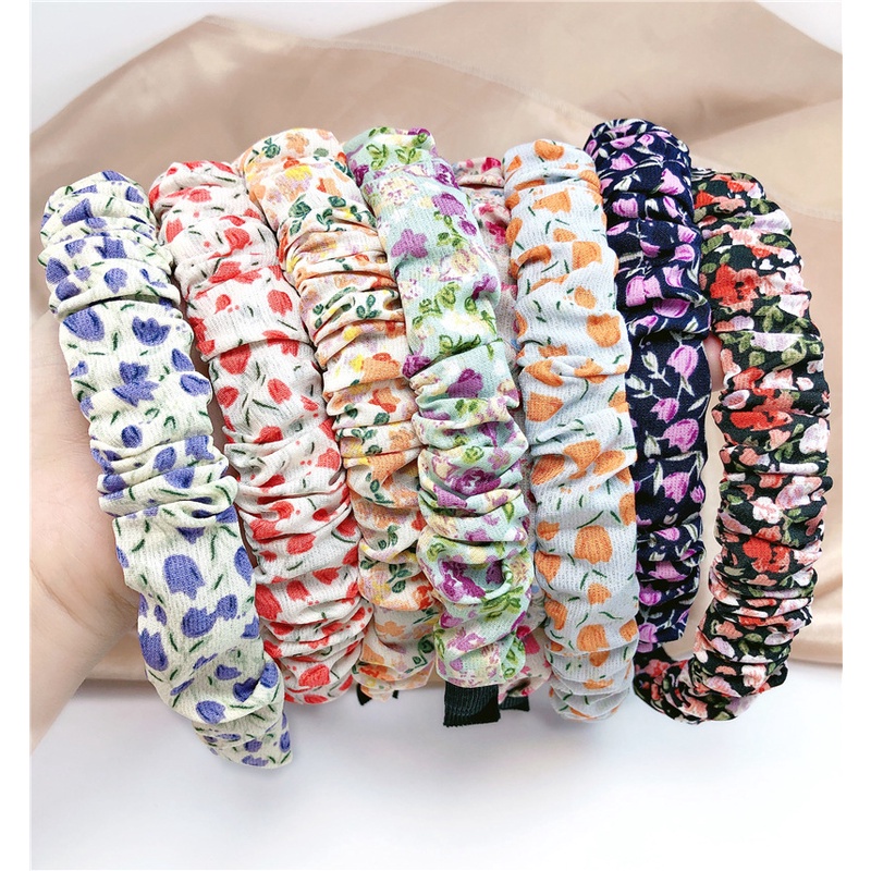 Băng đô cài tóc in họa tiết hoa phong cách Hàn Quốc cổ điển