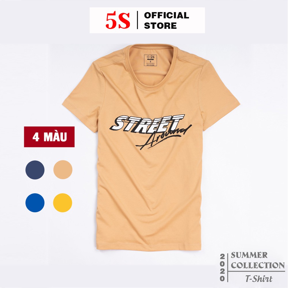 Áo Thun Nam Tay Ngắn Cổ Tròn 5S In Chữ (4 màu), Chất Cotton Mềm Mịn, Thấm Hút Mồ Hôi, Co Giãn Cực Tốt.