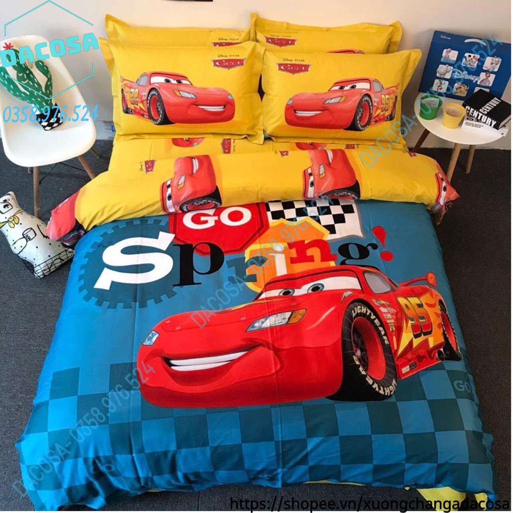 Bộ Chăn Ga Và Vỏ Gối FREESHIP Cotton 5D Nhân Vật Hoạt Hình Disney