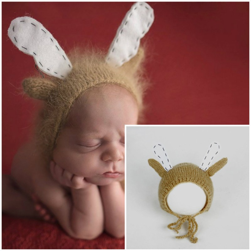 Mũ Beanie Đan Len Họa Tiết Hoạt Hình Làm Đạo Cụ Chụp Ảnh Cho Bé Sơ Sinh