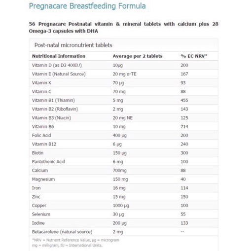 Vitamin PREGNACARE BREASTFEEDING Bổ Sung Chất Cho Sữa Mẹ