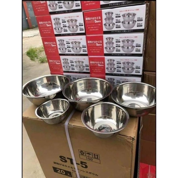 Bộ 5 bát inox cao cấp siêu dày dặn đẹp