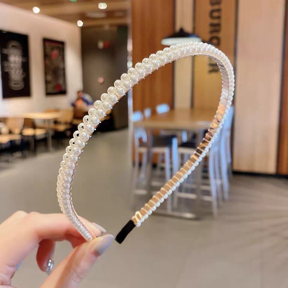 Băng đô bờm cài tóc đính đá hạt ngọc trai phong cách Hàn Quốc tiểu thư mã PK-022