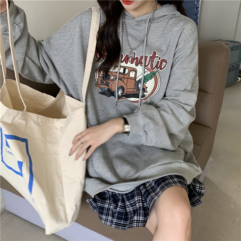 Áo hoodie nữ tay dài in hình xe hơi phong cách ulzzang Hàn Quốc