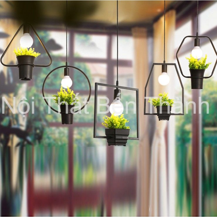 Đèn thả - đèn thả trần dạng chậu cây xanh nhỏ xinh tặng bóng led 4w trang trí quầy bar, quán cafe, nhà