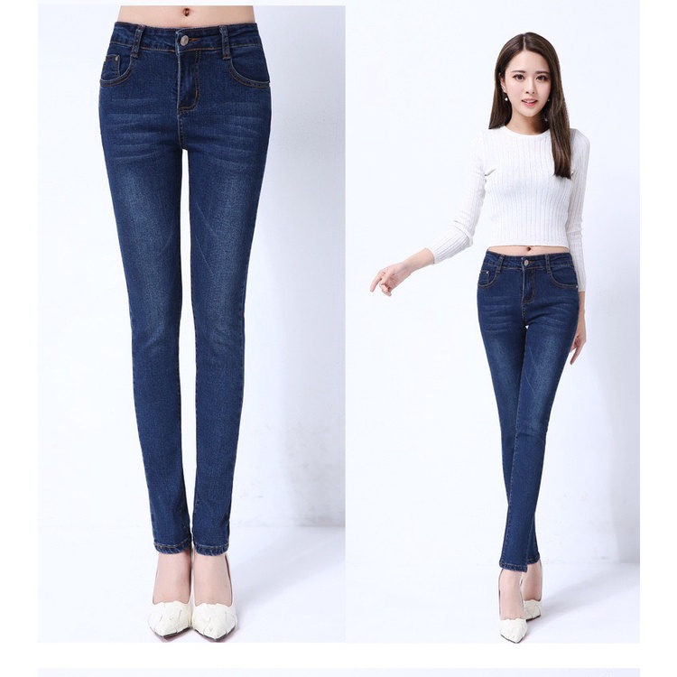 Quần jean nữ trơn wash VẢI MỀM MỊN Quần bò nữ cạp cao dáng skinny co giãn tốt hàng công ty