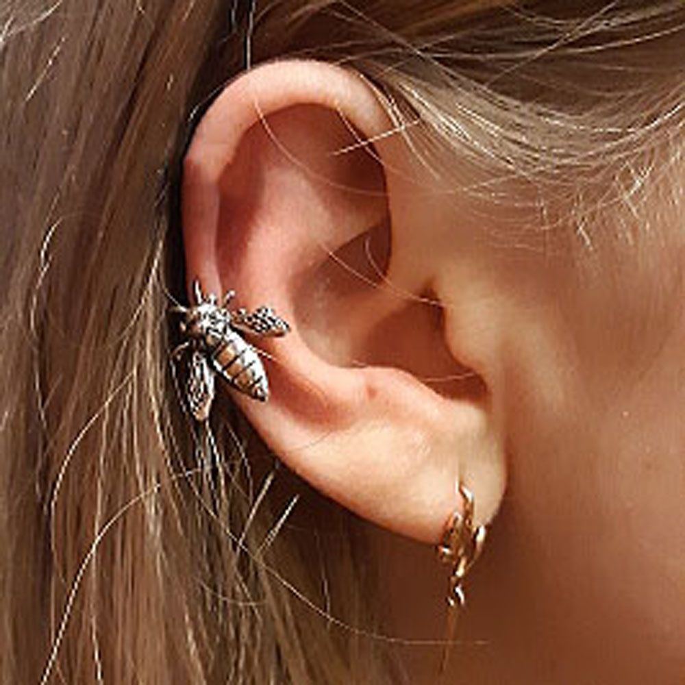 1 chiếc khuyên kẹp tai hình con ong bằng kim loại nhiều màu sắc phong cách retro