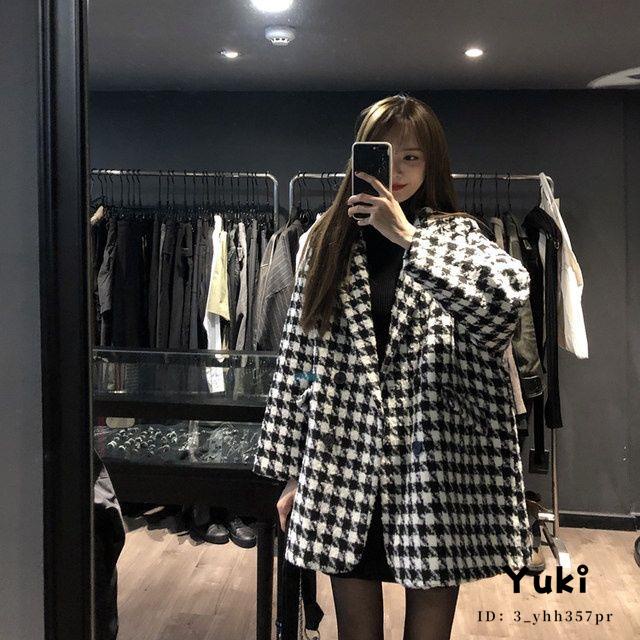 【Yuki】Áo khoác vest dạ sọc caro siêu ấm phong cách Hàn QUốc