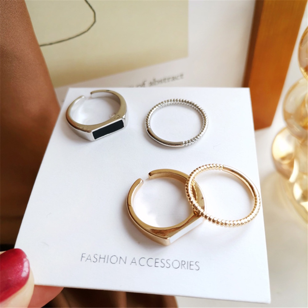Set 2 Nhẫn Đeo Ngón Tay Thiết Kế Đơn Giản Thời Trang Cho Nữ