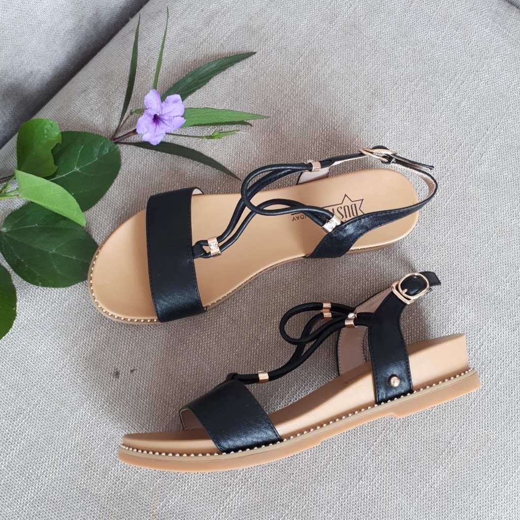 Sandal quai ngang Dusto đế xuồng cao 4cm