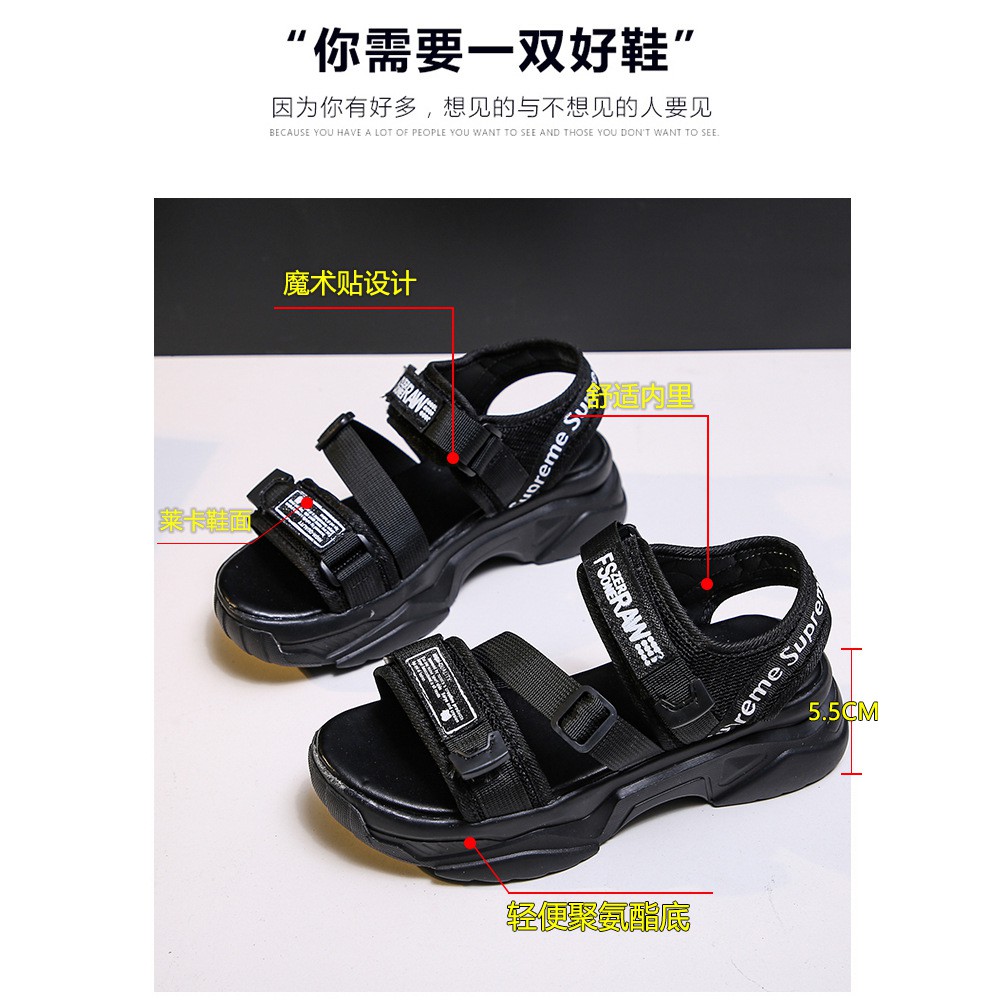 Sandal ulzzang siêu nhẹ, dép quai hậu nữ độn đế 4cm hai màu đen/trắng siêu hot