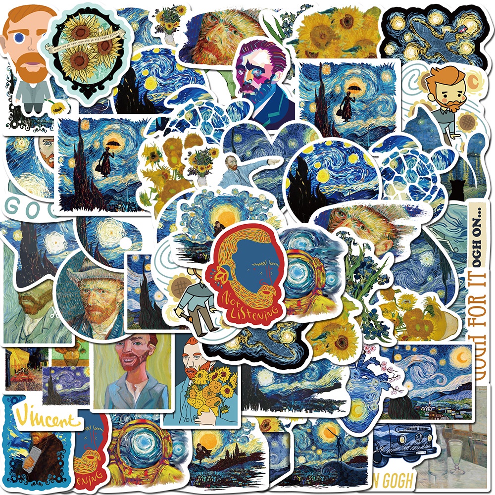 40 Miếng Dán Hình Tranh Van Gogh Trang Trí Đa Năng