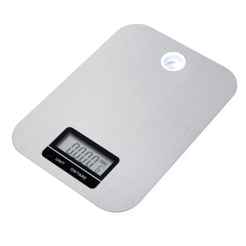 Cân Điện Tử kiss Bằng Thép Không Gỉ Có Đèn Nền Xanh Dương Tiện Dụng Cho Nhà Bếp