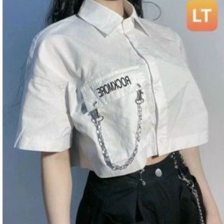 Áo sơ mi dây xích croptop (DÂY XÍCH CÓ THỂ THÁO RỜI)