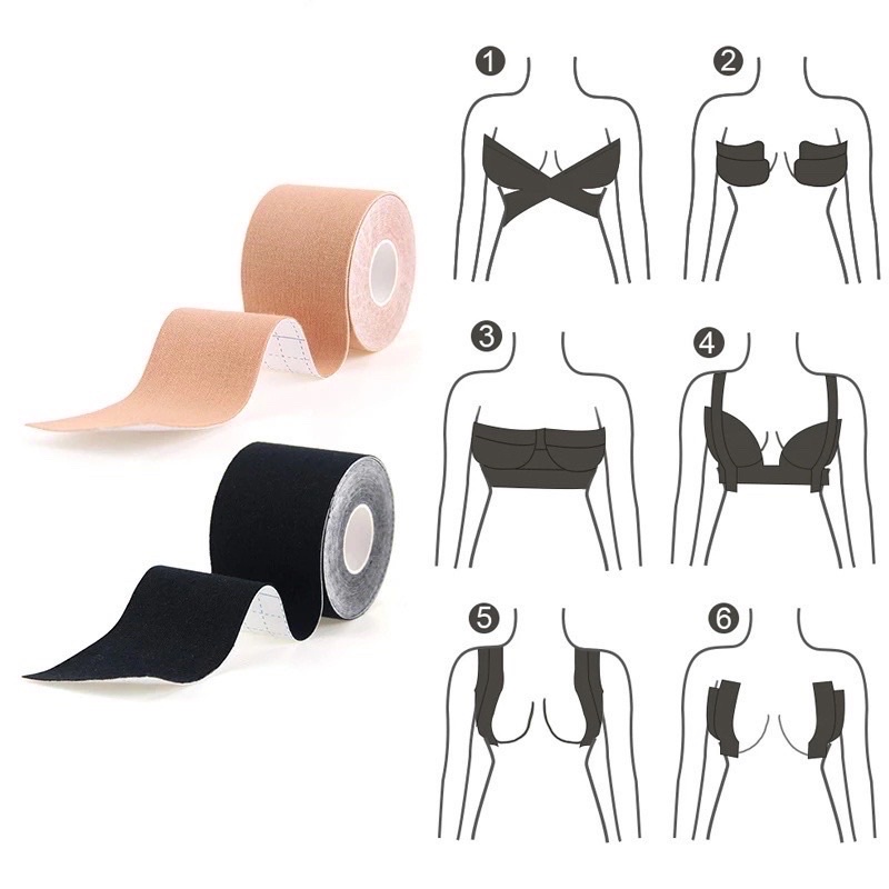 Cuộn băng keo dán ngực 5cm tạo khe nâng đỡ cho vòng 1 chất liệu siêu dính dễ chống nước dàng sử dụng