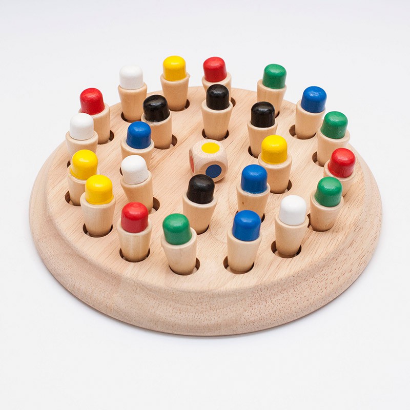 Trò chơi Cờ Tập Nhớ Màu cho bé, xếp hình, đồ chơi gỗ thông minh chơi tương tác Gia đình