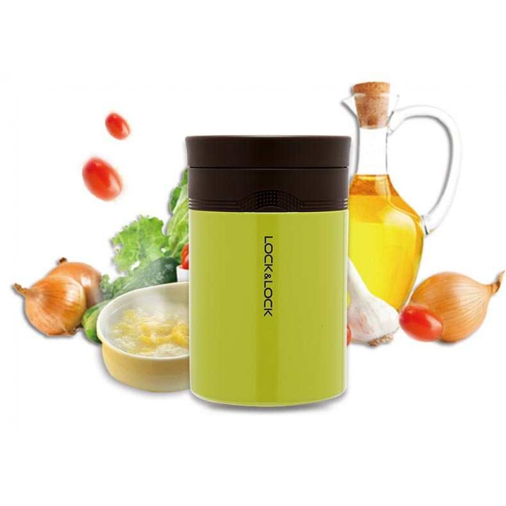 Hộp Giữ Nhiệt Đựng Thức Ăn Lock&Lock New Wave Food Jar LHC8024 500ml Kèm Bình Nước Thuỷ Tinh Và Túi Vải (Mẫu Ngẫu Nhiên)