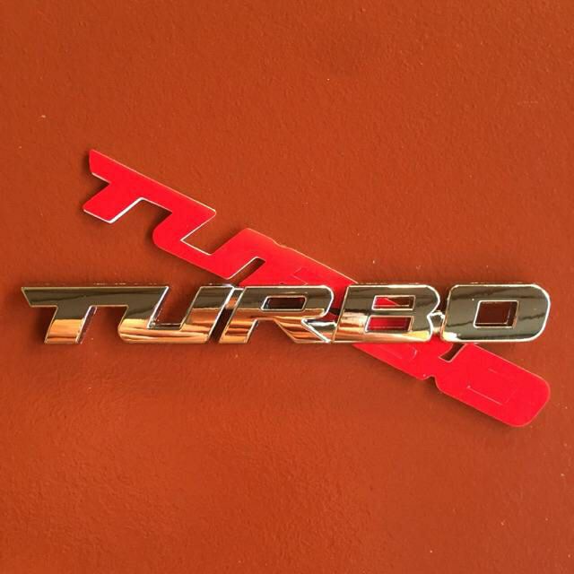 Logo Chữ TURBO 3D Kim Loại Trang Trí Xe 12x1,4 cm