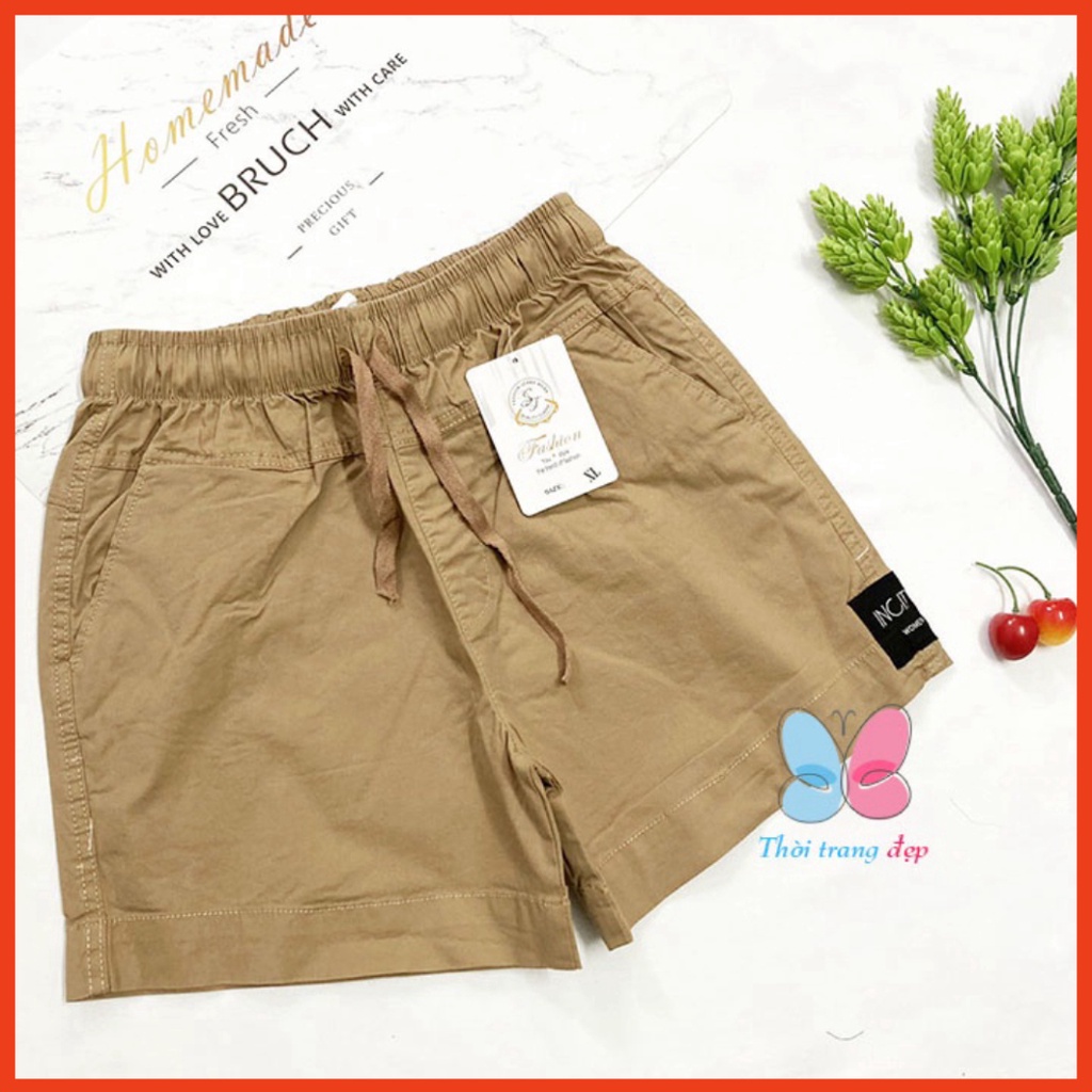 Quần đùi nữ từ 43-57kg vải kaki tốt có độ giãn - hàng đẹp - lưng thun có dây rút - QU65 cao cấp