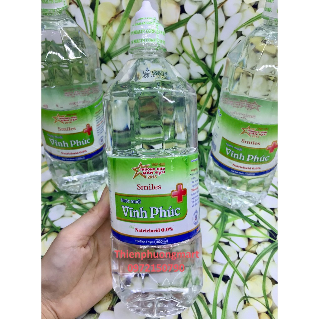 Nước Muối Vĩnh Phúc 1000ml / chai - Nước muối sinh lý Vĩnh Phúc Smiles Natriclorid 0.9%