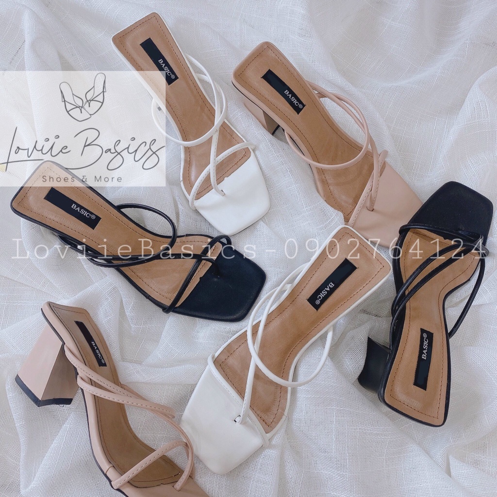 GUỐC NỮ CAO GÓT LOVIIEBASICS - DÉP CAO GÓT ĐẾ VUÔNG DÂY MẢNH XỎ NGÓN GÓT SỌC D200335 D191210