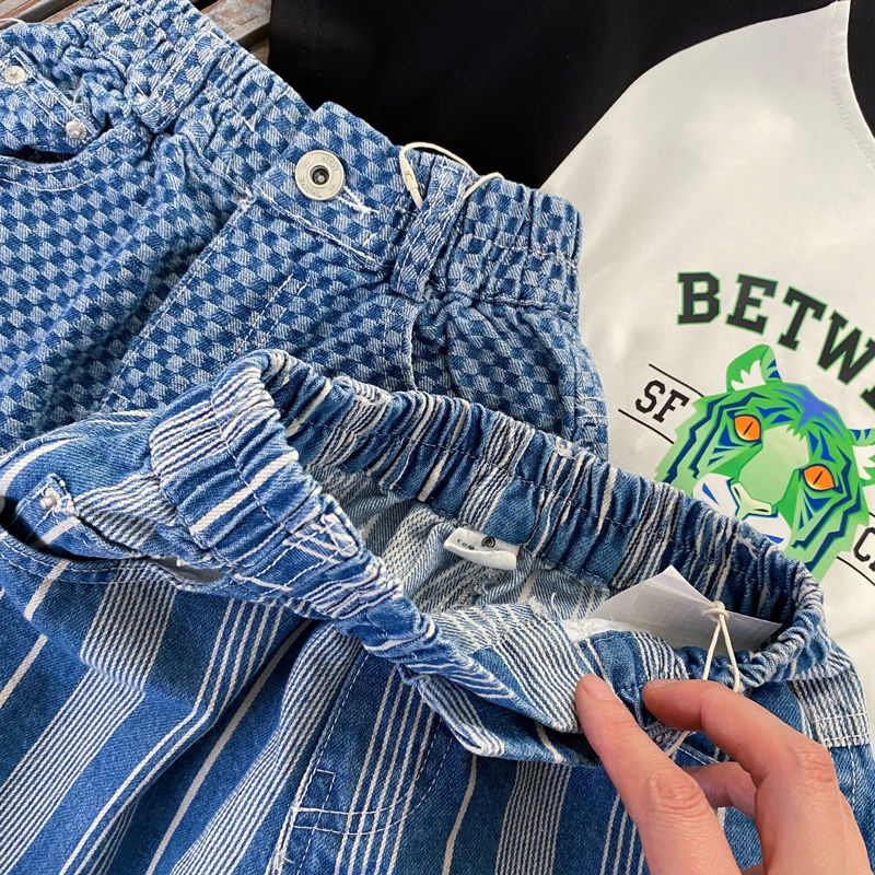 [Babycat] Hàng Có Sẵn Quần Jean Ngắn Phong Cách Nhật Hàn Nhật Bản Thời Trang Mùa Hè Kiểu Retro Dễ Phối Đồ Dành Cho Bé Trai 2022