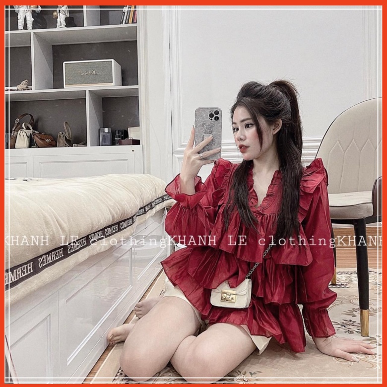 Set áo tơ bèo đỏ mix cùng quần sooc trắng  tiểu thư . Kèm video và ảnh thật | BigBuy360 - bigbuy360.vn