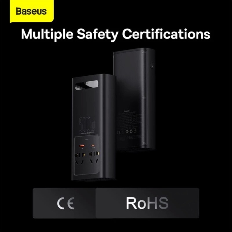 Bộ chuyển đổi Baseus 500W từ dòng DC 12V Sang AC 240V nguyên Chất Sóng Sine