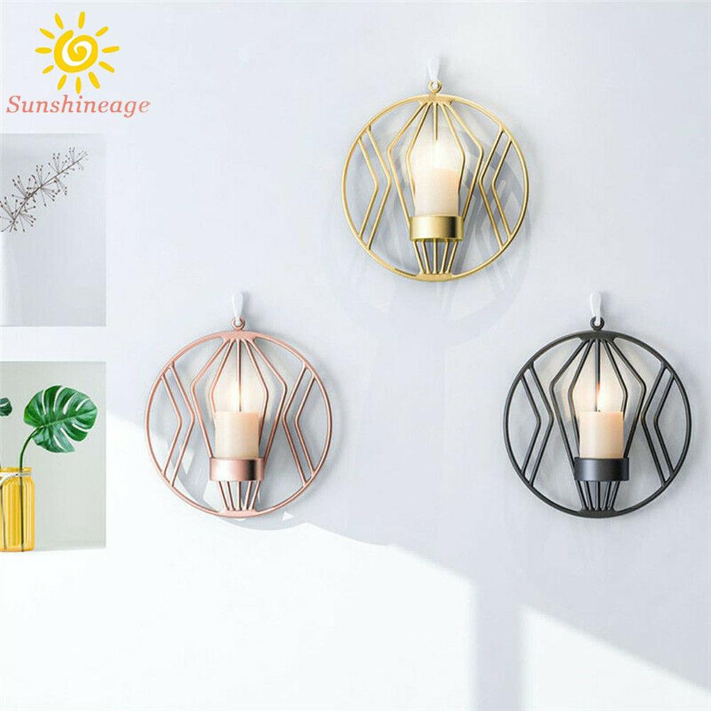 Candle Holder Cage 3D Hanging Lantern Decoration Iron Home Decor Geometric Wall Candle Holder Sconce High Quality