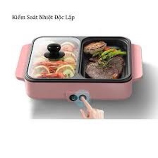 Bếp lẩu nướng 2 ngăn Hàn Quốc, Nồi lẩu 2 in 1 siêu chống dính đa năng_Bảo hành chính hãng 6 tháng crewcrew.shop