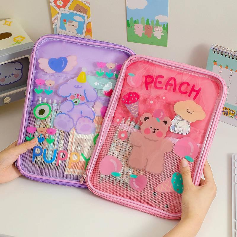 Túi đựng máy tính bảng ipad 11 inch bằng PVC trong suốt in họa tiết hoạt hình dễ thương