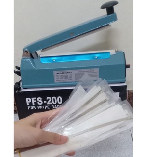 Máy dán, hàn miệng túi nilon đóng gói thực phẩm dập tay - dài 20cm  VỎ SẮT, máy ép túi