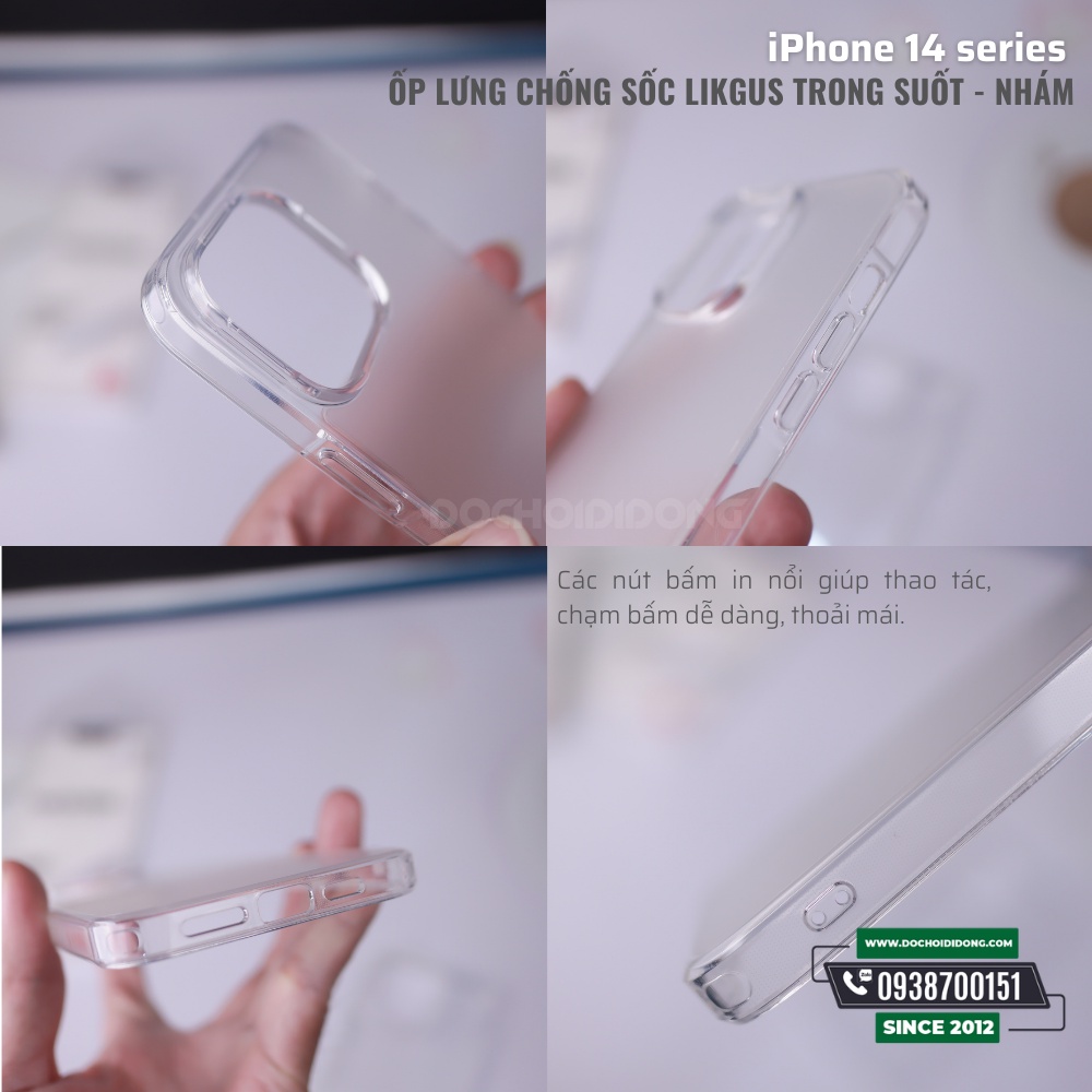 Ốp lưng chống sốc cho iPhone 14 - 14 Plus - 14 Pro - 14 Pro Max LIKGUS trong suốt/ trong nhám