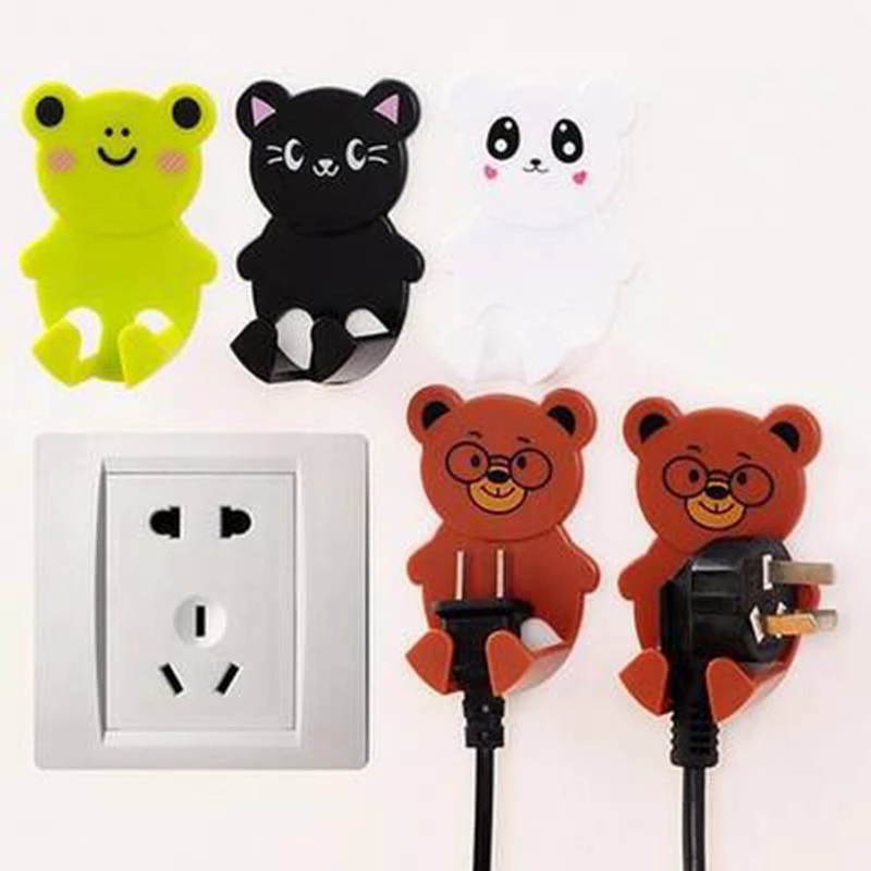 Móc treo dây cáp sạc/tai nghe/ổ cắm tự dính hình dạng hoạt hình dễ thương tiện dụng