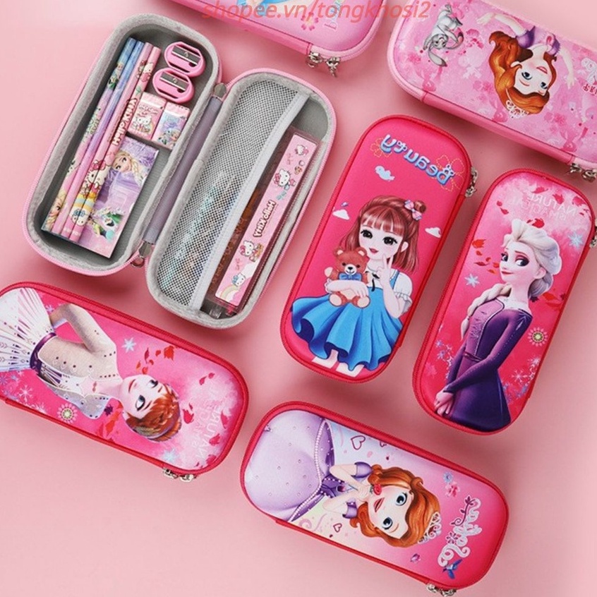 (Bán Buôn Sỉ) Hộp bút cho bé trai bé gái in nhân vật hoạt hình công chúa siêu nhân T2