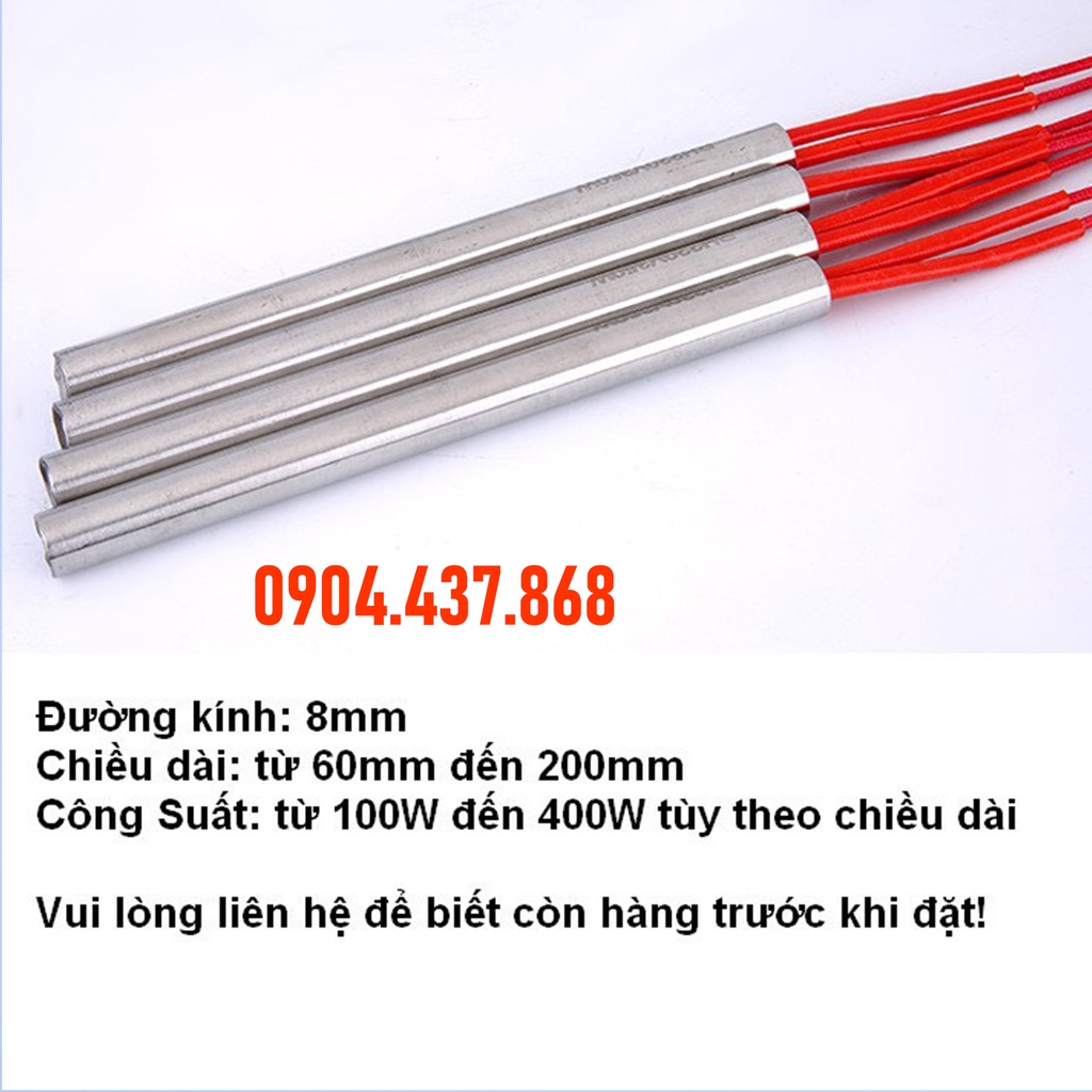 PHI 8- Thanh gia nhiệt, que điện trở nhiệt sấy khuôn, thanh gia nhiệt đốt nóng,220V