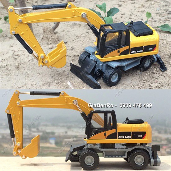 Mô Hình Kim Loại Xe Xúc Múc Đào Công Trình Bánh Hơi Tỉ Lệ 1:50 - Jingbang - 9951.2