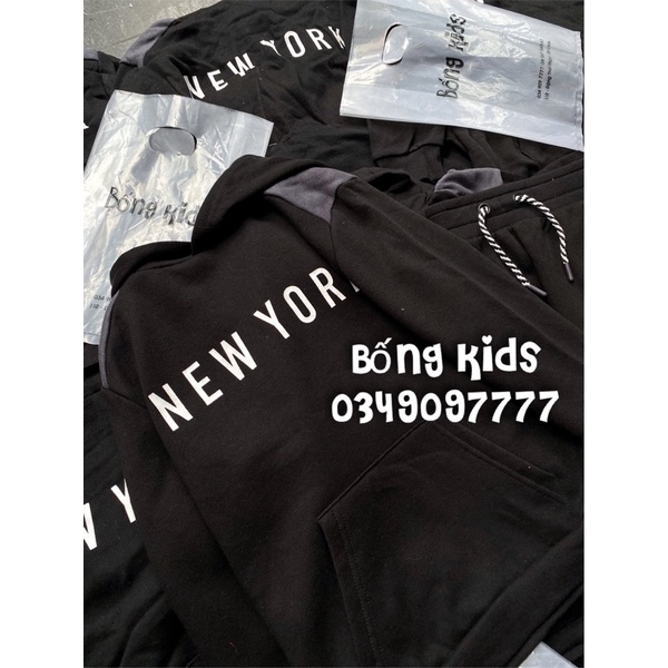 Bộ Nỉ Hoodie Bé Trai New York Đen