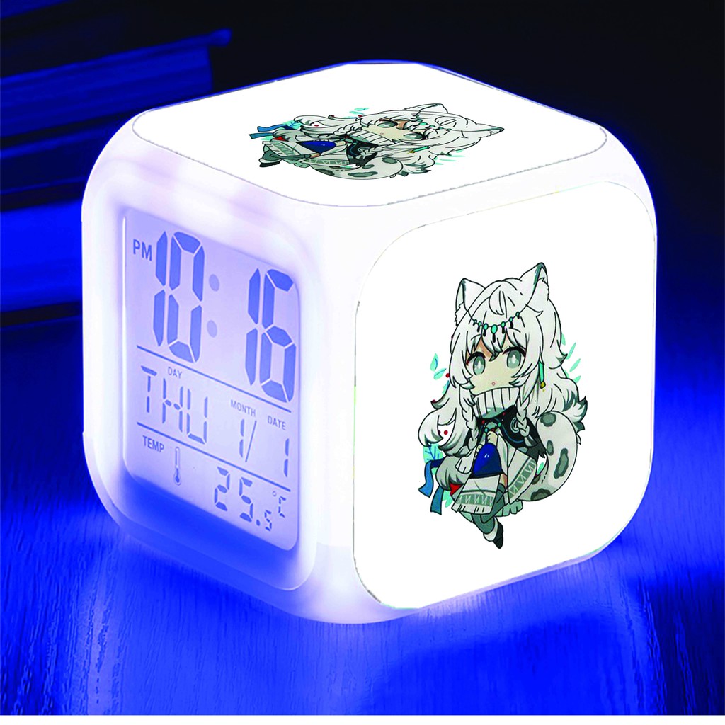 Đồng hồ báo thức để bàn in hình ARKNIGHT game anime chibi LED đổi màu