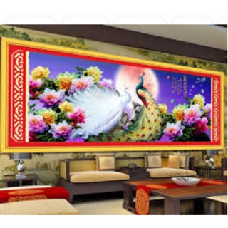 THÊU KÍN - tranh thêu chữ thập Phú quý bình an  CHƯA THÊU