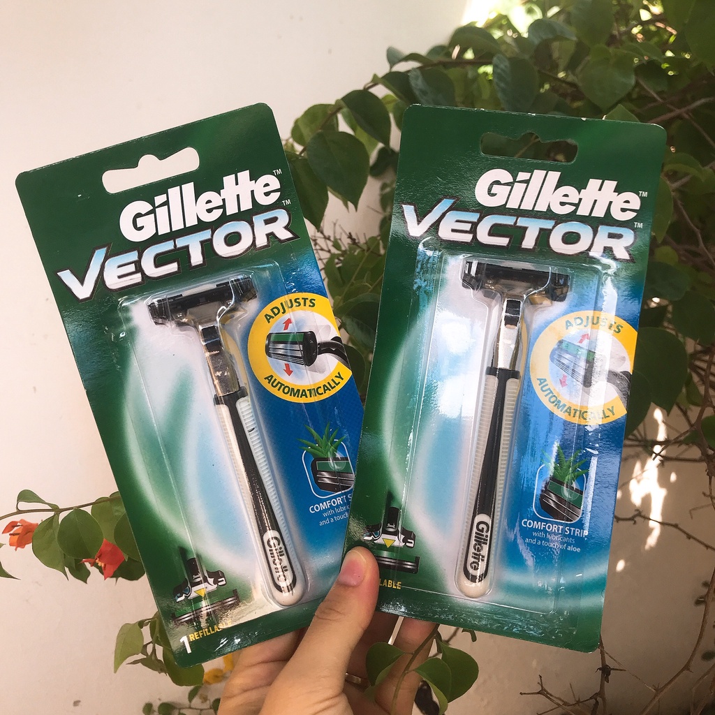 Vỉ Bàn Cạo râu Gillette Vector ( cán + lưỡi dao đi kèm )