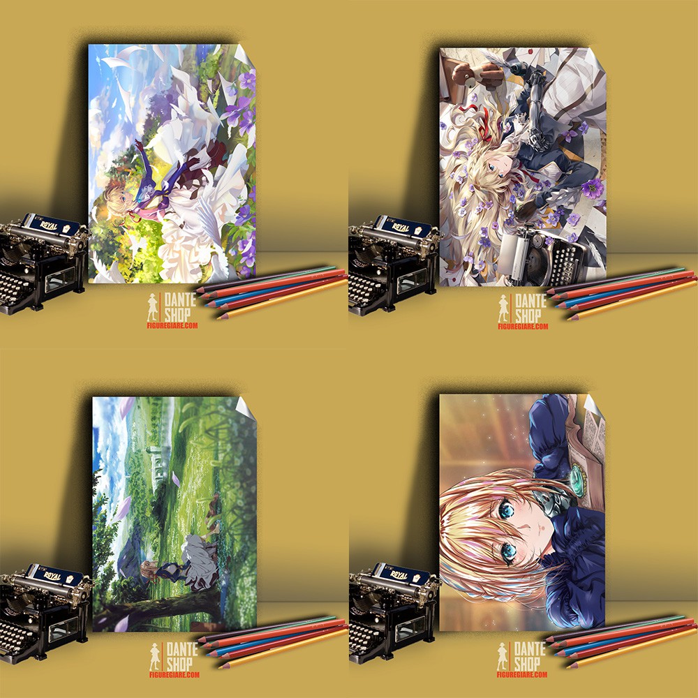 Poster A5 Violet Evergarden Chất Liệu Decan Phủ Bóng Chống Thấm Nước