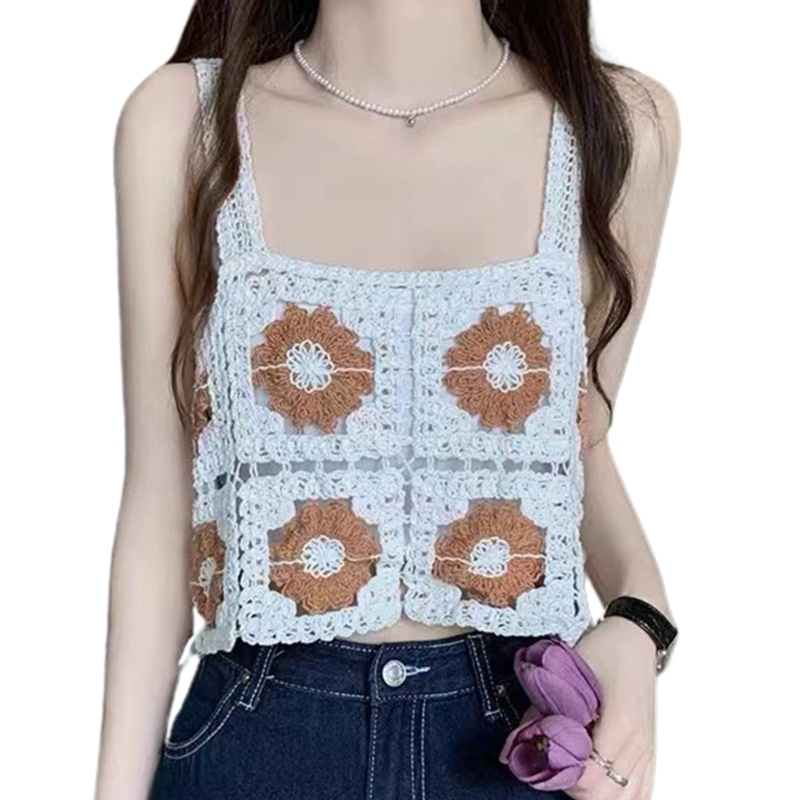 Áo Croptop Đan Len Không Tay Nhiều Màu Sắc Phong Cách Boho Thời Trang Mùa Hè Cho Nữ