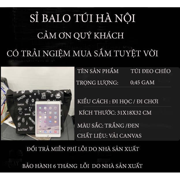 Túi tote vải đeo chéo canvas bag giá rẻ đẹp đi học phong cách ULZZANG nam nữ(ko kèm móc khóa)-Hazis store