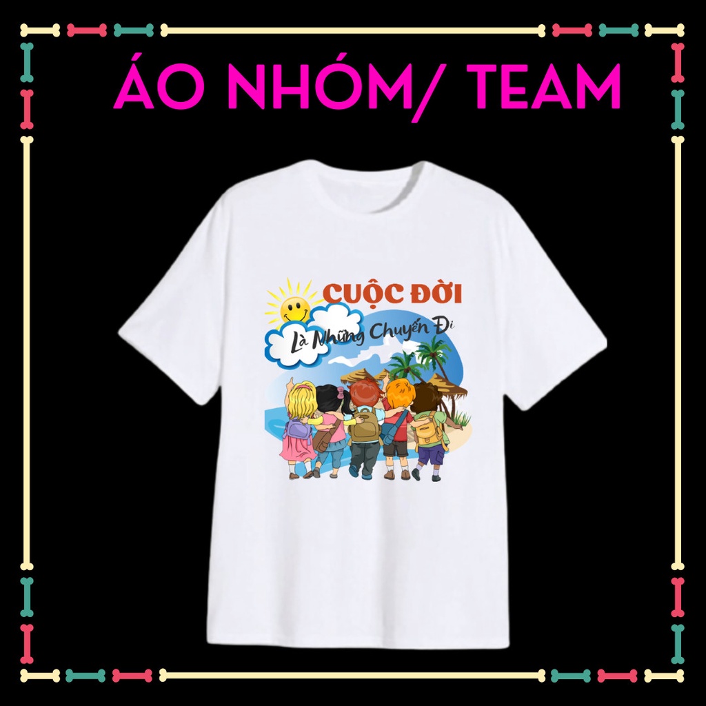 Áo Thun nam nữ phôm rộng, màu trắng, đủ size áo. áo đồng phục du lịch cho nhóm, team, công ty