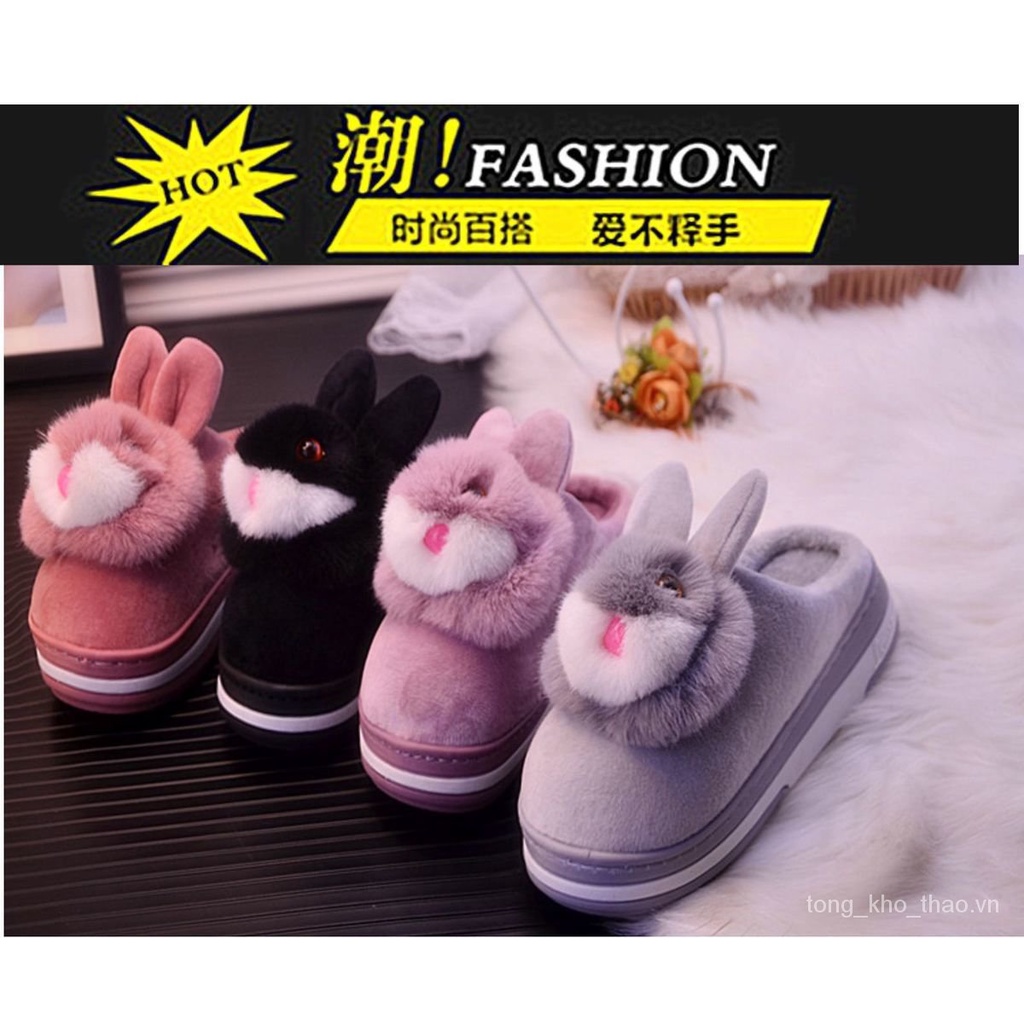 Dép bông đi trong nhà đế dày thiết kế mới thời trang mùa đông dành cho nữ 2021