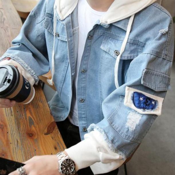 Áo Khoác Jeans Phối Mũ Nỉ Unisex Cho Cả Nam Và Nữ Vải Jean Xuất Đẹp Và Thoáng Mát