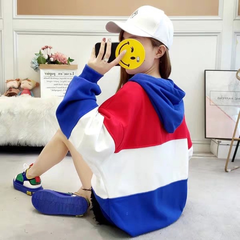 Áo Nỉ Hoodie Phối Sọc Ngang Happy KN18 vài thun co giãn 4 chiều mặc thoải mái Size <65kg | BigBuy360 - bigbuy360.vn