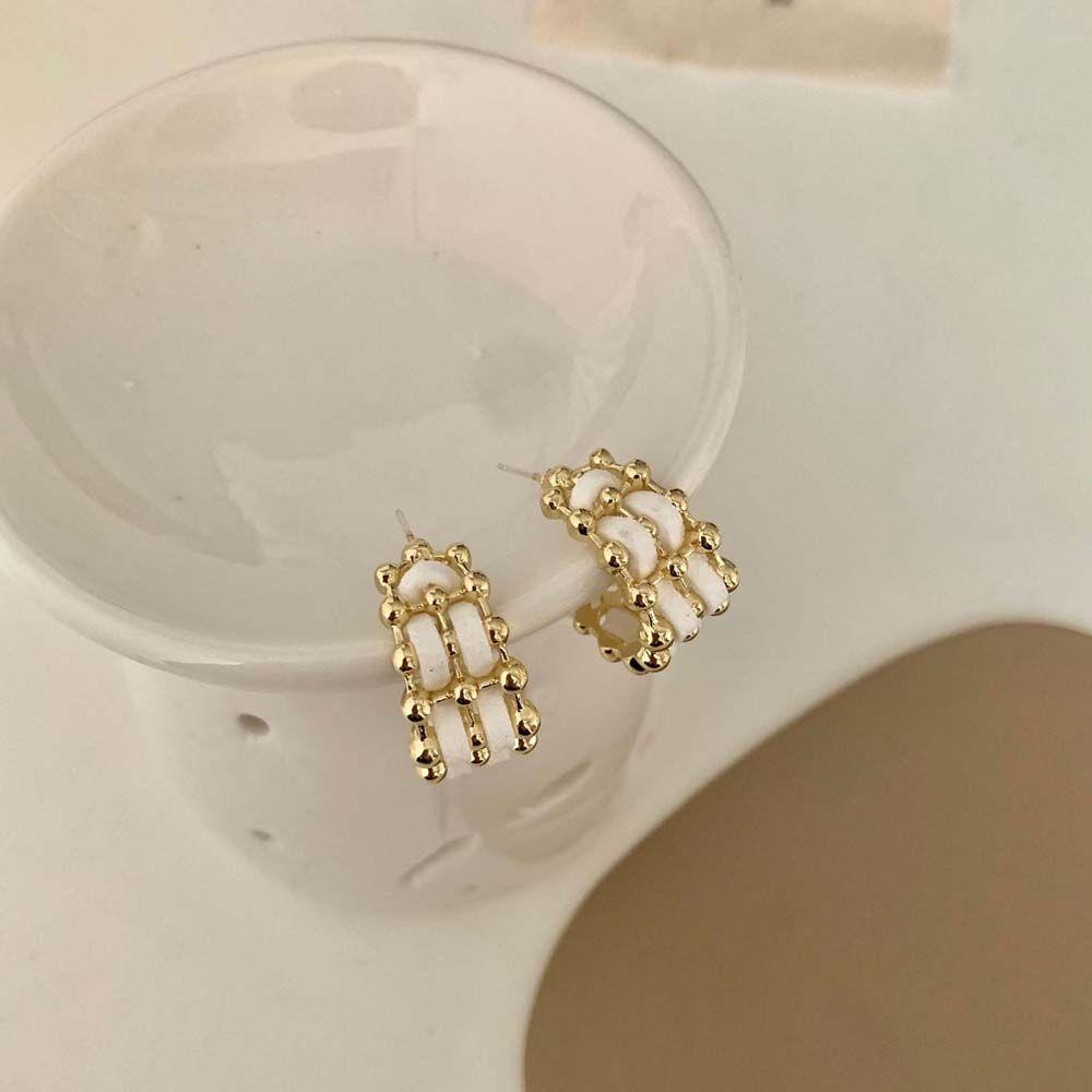 Bông Tai Dạng Vòng Tròn Nhỏ Bện Đơn Giản Phong Cách Vintage Hàn Quốc 2Lilife